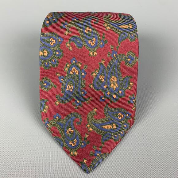 ETRO Burgundy Paisley Silk Tie - Picture 1 of 4